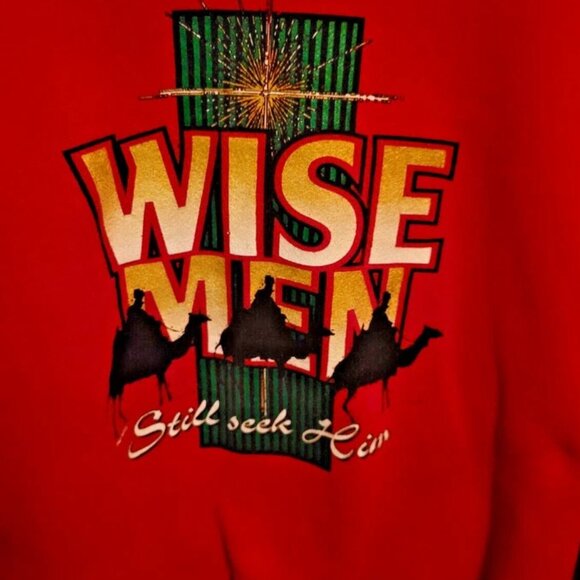 LEE Vintage Christmas Red Sweatshirt "Wise Men Still Seek Him" Misses XL - Picture 2 of 3